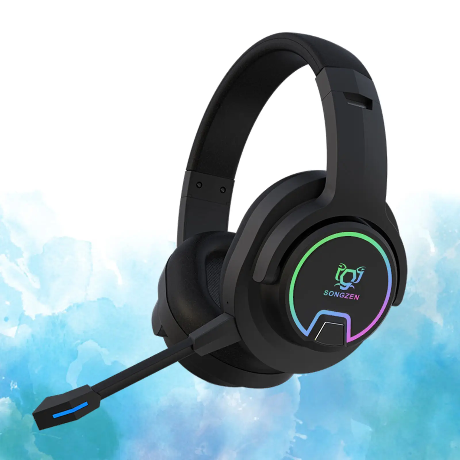 RGB Over Ear Wireless Bluetooth Gaming Headset Headphones for PC Tablet FM Radio