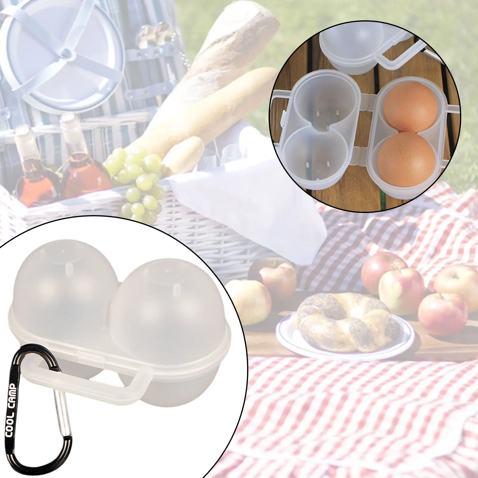Portable Camping Carrier for 2 Eggs Case Box Convenient Container Egg Storage Box Container Hiking Outdoor Kitchen Tools