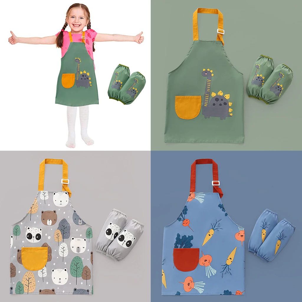 Kid Apron Boy Girl Waterproof Baking Painting Gardening Bib Aprons