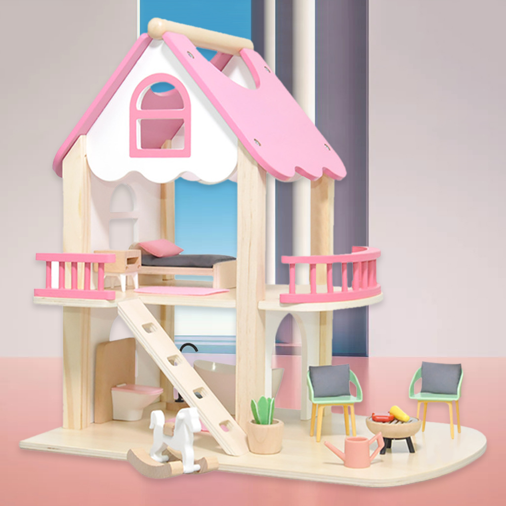 DIY Dollhouses Princess Pink Castle Play House Doll Accessories for Children on Birthday Holiday