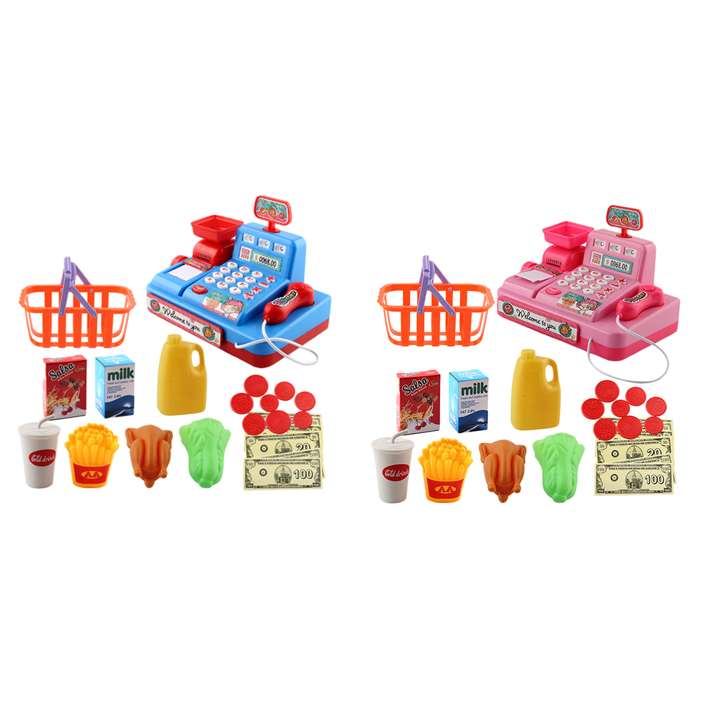 Kids Supermarket Food Pretend Play Set Cash Register Shopping Toys Gift