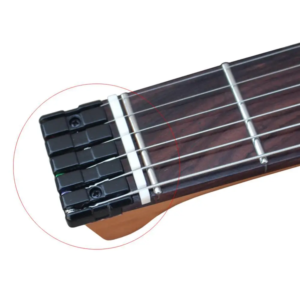 Sixinu Guitar Bridge 4 Saddle 5 Corner Screw for Vintage Electric Bass 4 String 