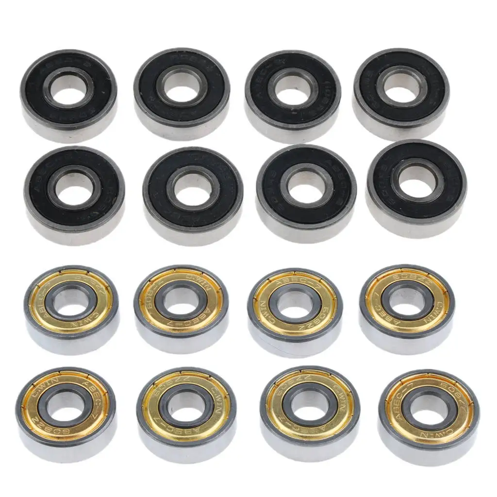 8pcs Chrome Steel Skateboard Bearings Replacement for Longboard Roller Inline Skate Scooter Cruiser