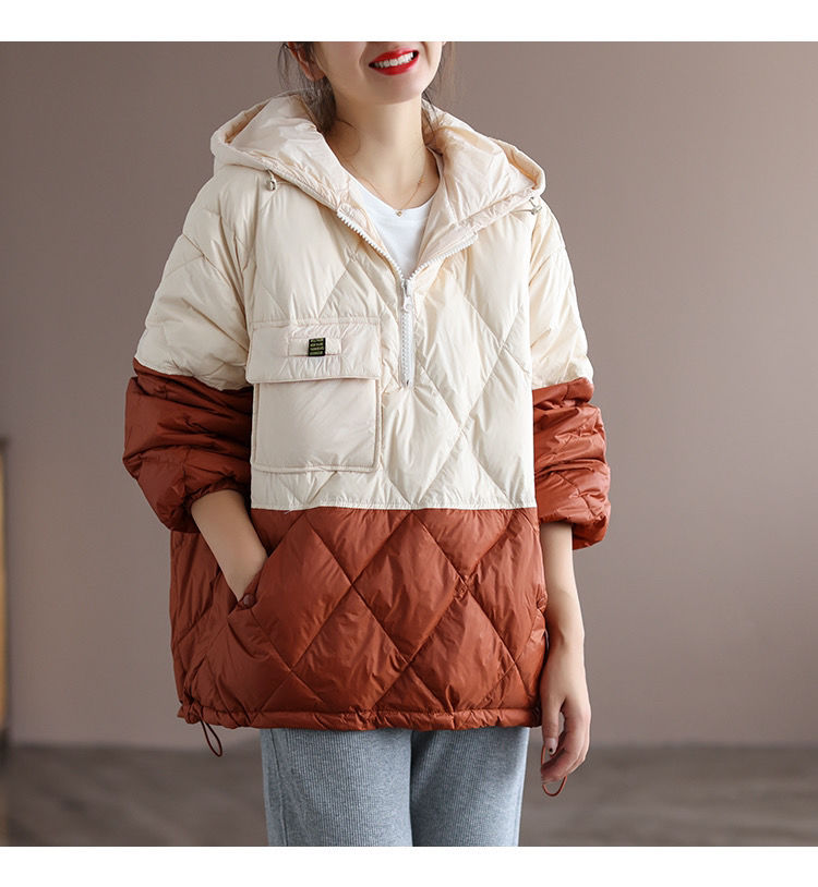 2021 Women's Autumn and Winter New Lightweight Jacket Casual Loose Hooded Pullover Warm Puffer Jacket Women's Clothing   J15478