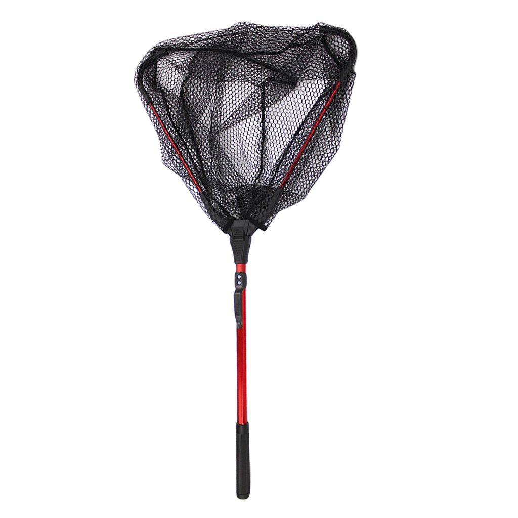 Foldable Trilateral Fishing Landing Net Brail Telescopic Handle 80cm
