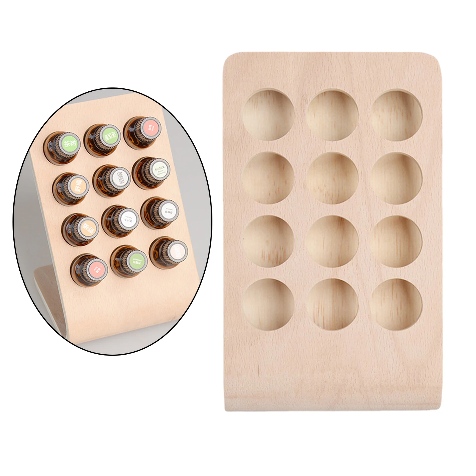12 Holes 15ML Wooden Essential Oil Display Stand Holder for Massage SPA