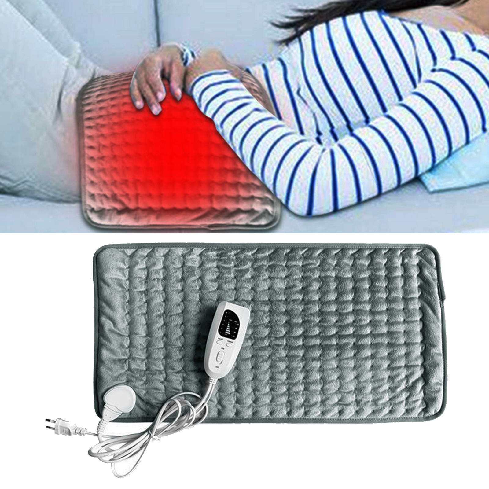 Washable Therapeutic Electric Heat Pad, Heating Mat, Soothing Muscle Tension Abdomen Waist Back Neck Pain Relief