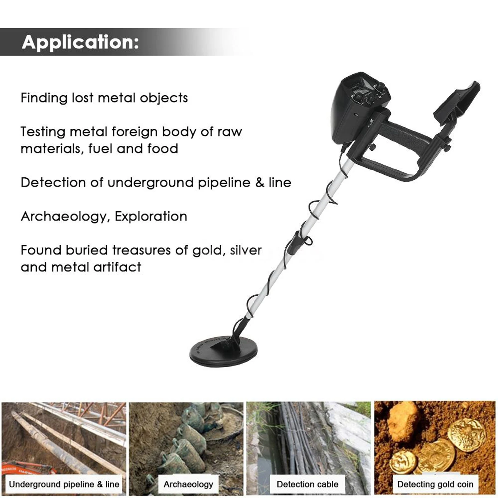 Metal Detector Searching Gold Digger Treasure Finder Waterproof & Adjustable