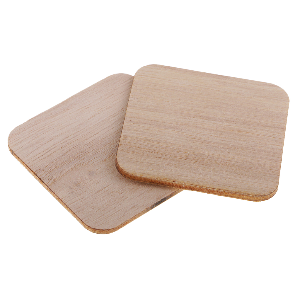 100pcs Square MDF Unfinished Wooden Pieces Blanks for DIY Craft Pyrography Art