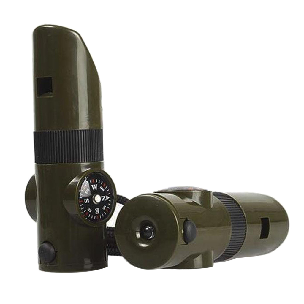 7 in 1 Military Emergency Whistle Kit SOS Survival Compass LED Light Outdoor