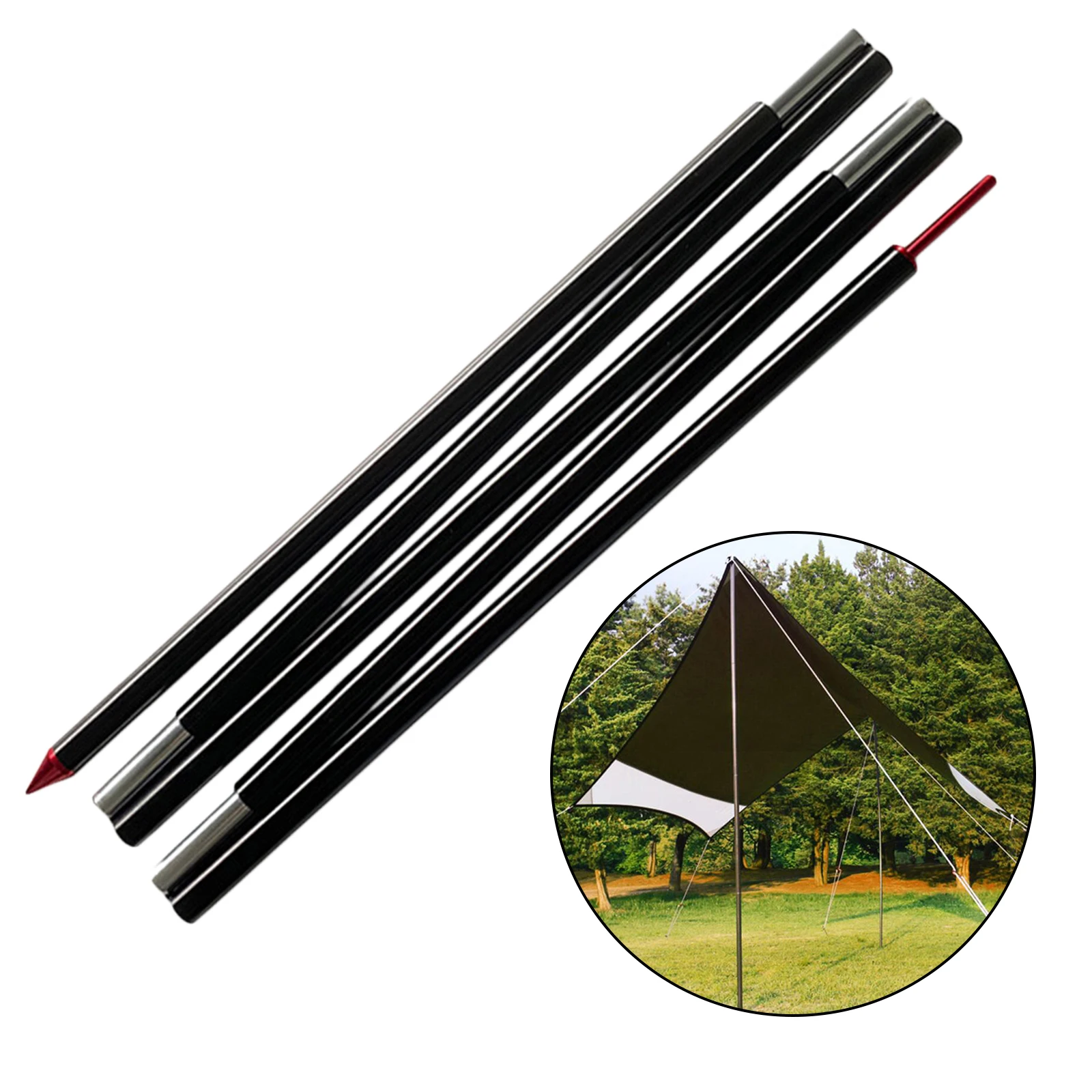 Solid Tarp Poles Camping Backpacking 1 Person Tent Rod Shelter Building