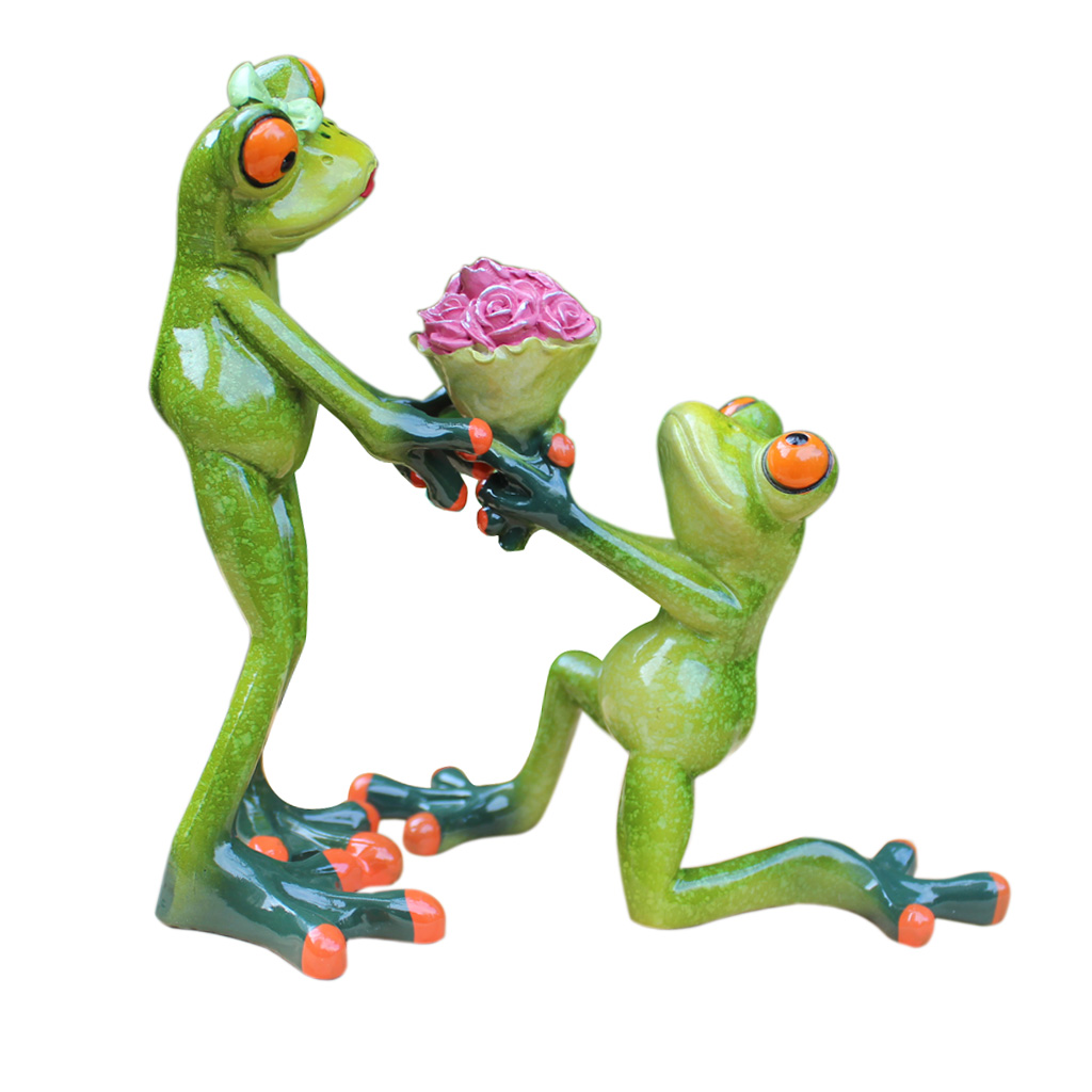 3D Frog Resin Crafts Animal Figurines Miniatures Wedding Decoration Love Car Dashboard Decor Table Top Centerpiece