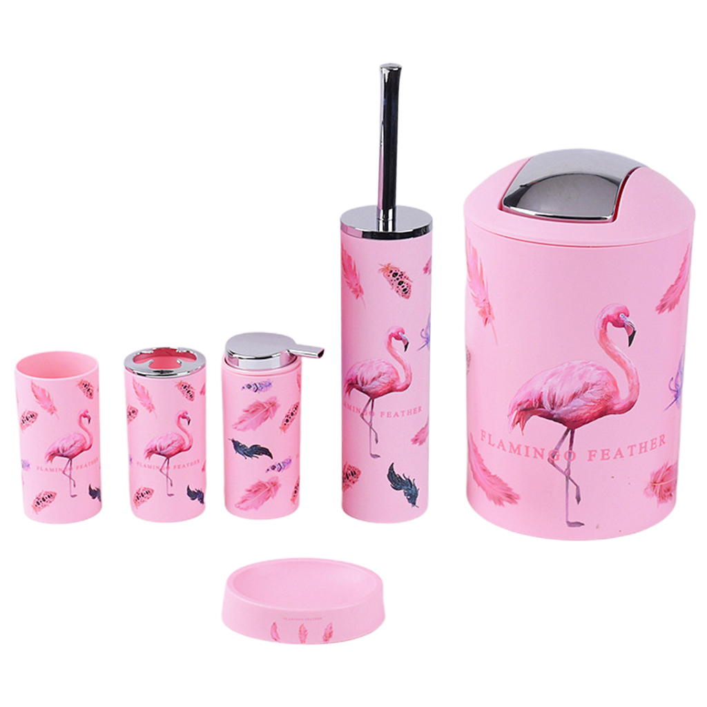 flamingo padrão acessórios do banheiro dispensador de sabão saboneteira dispenser tumbler do banheiro prático bancada conjunto