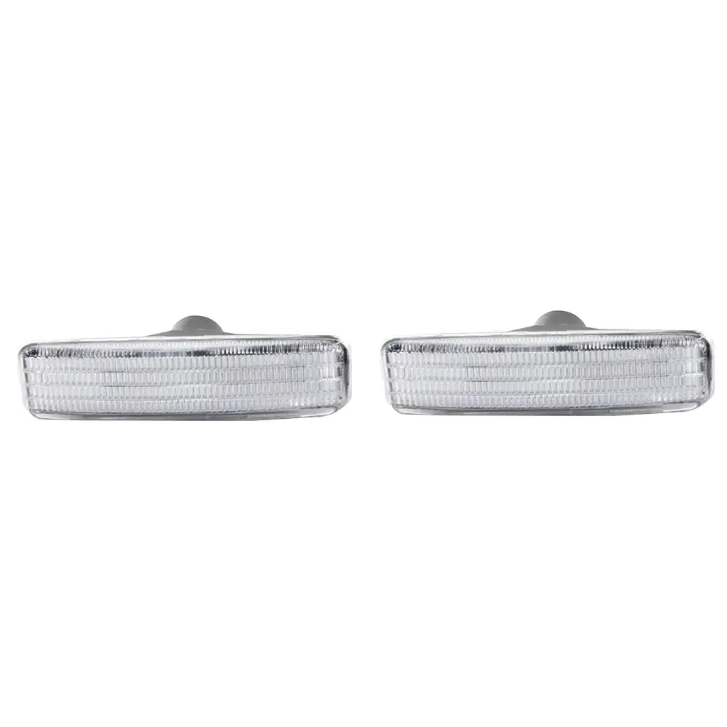 2 Pack Clear Len Front Side Marker Lamps with LED Lights for BMW E39 5 SERIES 1997-2003 Bumper 9.4x4x4cm Repace 63148360589