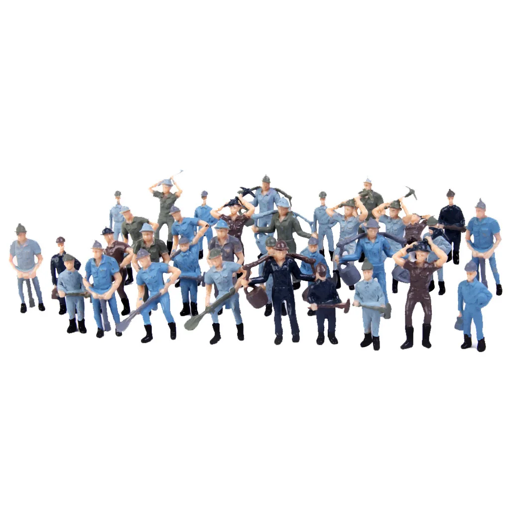 Painted Mixed Model Train Railway Worker People Figures 1:42 Scale 50pcs