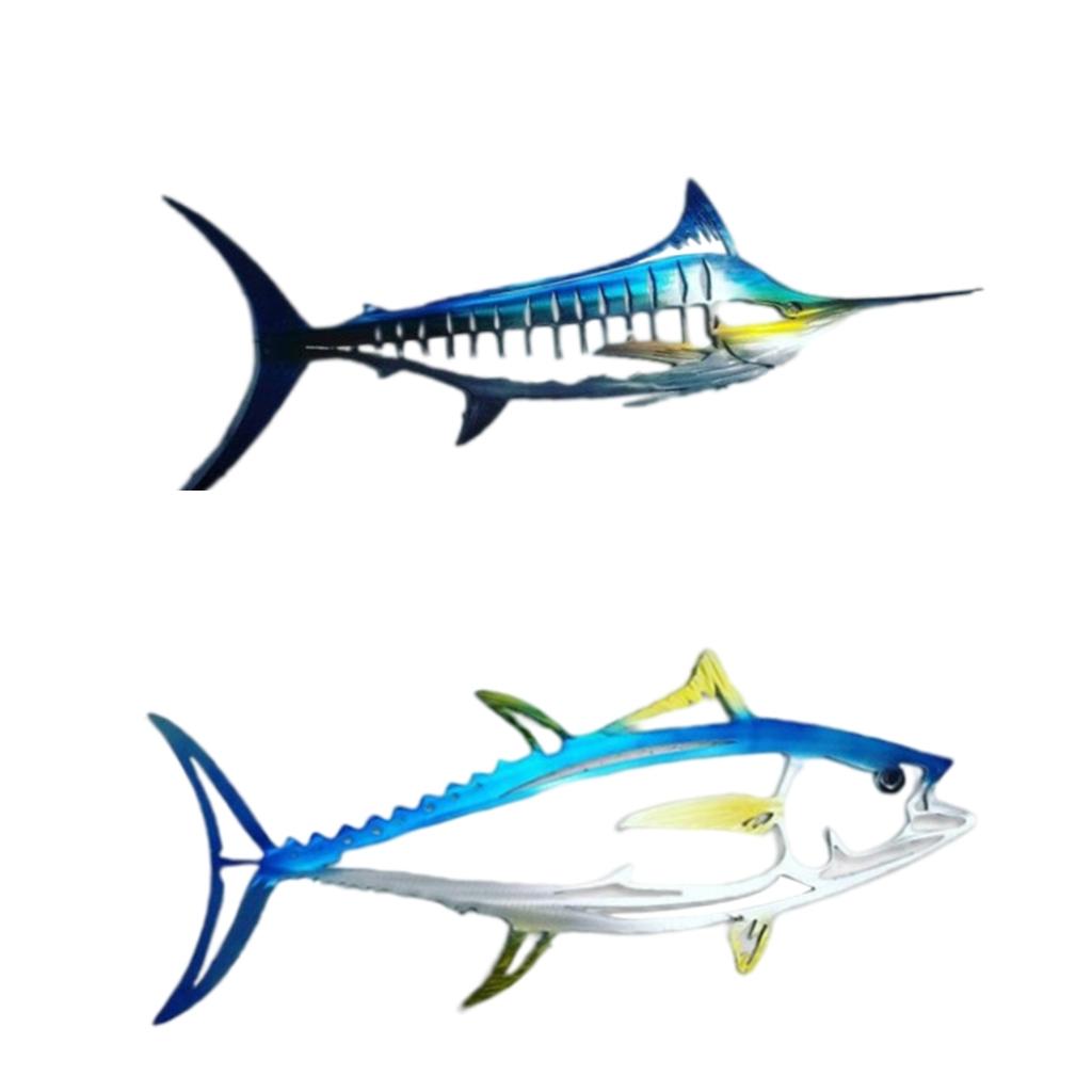 2x Coastal Large Metal Shark Wall Art Decor Outdoor Hanging Wall Sculpture