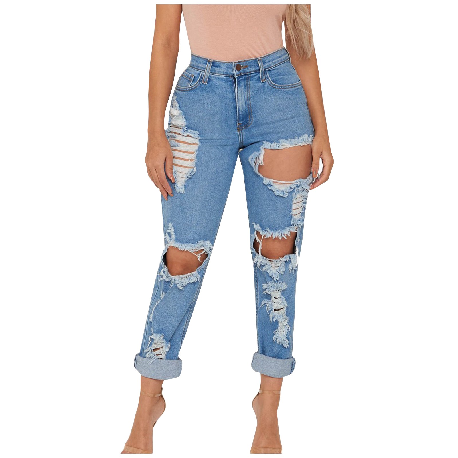 Straight leg Slim Denim Casual Pants 