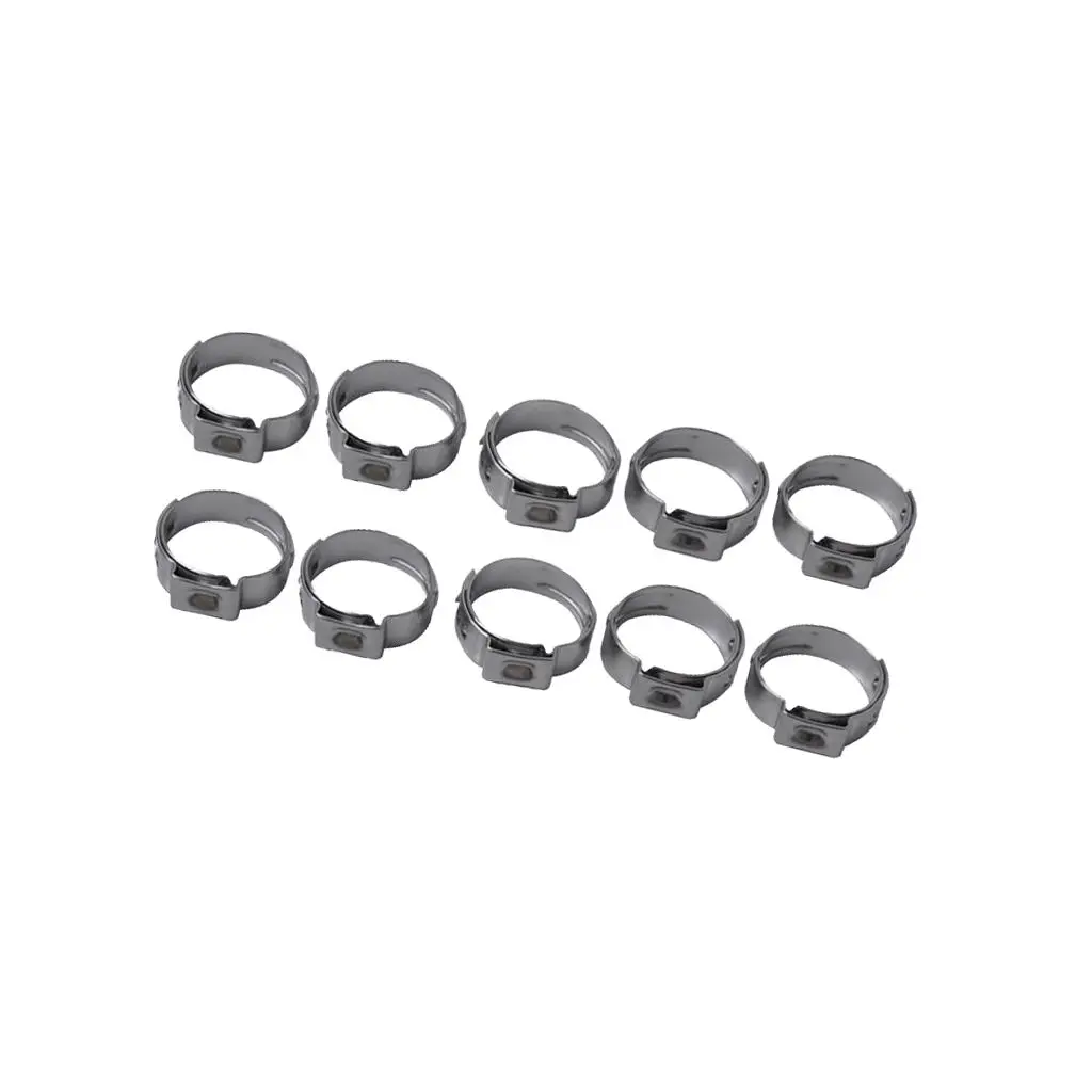 10 Pieces Single Ear Stainless Steel Hose Clamps Coolant Gas 10.8-13.3mm