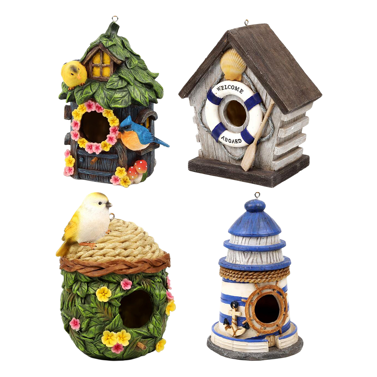 Hand-Painted ing Birdhouse Garden Bird House Birds Nesting Box