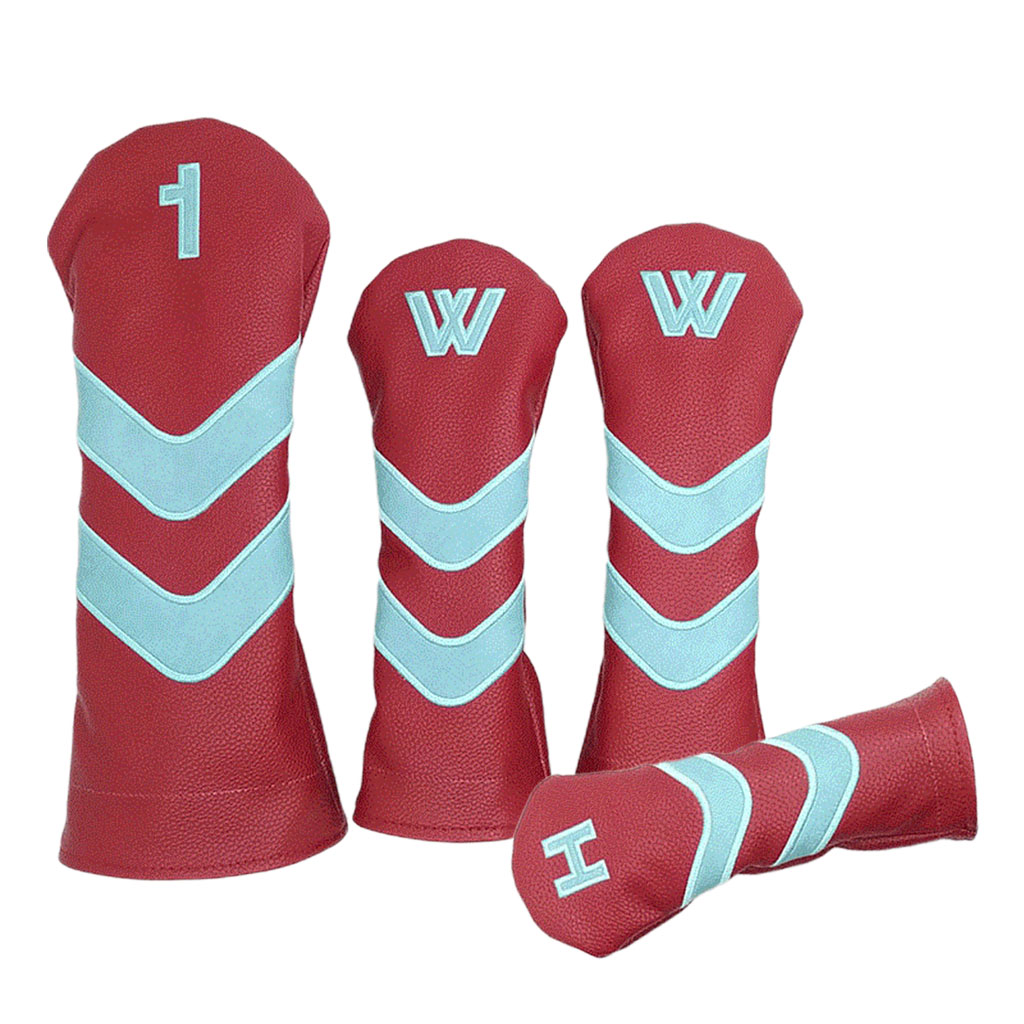 4 lot Waterproof PU Leather Golf Head Cover 460cc Driver Protector Accessory
