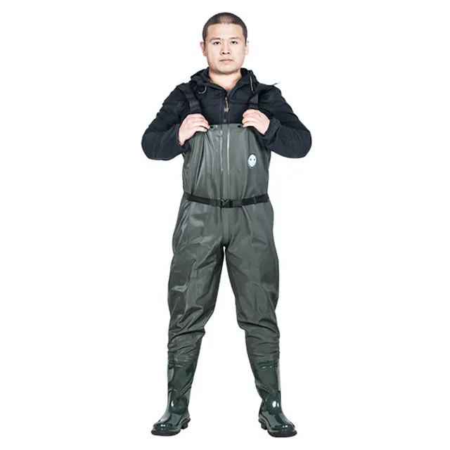 Outdoor Anti-Wear Breathable Chest Long Wading Pants Camo Waterproof PVC  Men Women Fishing Waders Boots Shoes Jumpsuit Trousers