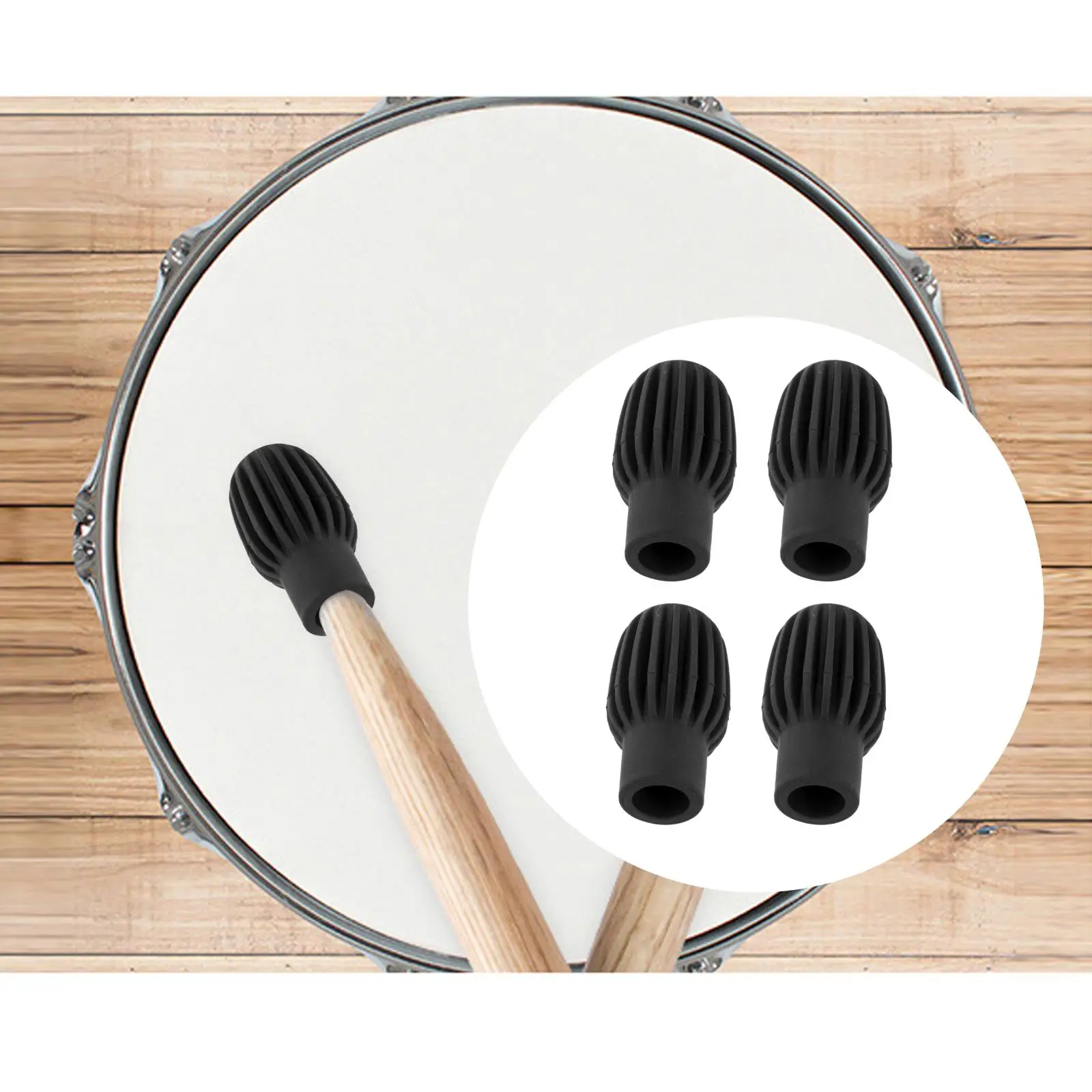 Mute Drum Instruments Parts Musical Instruments Accessory Silence Practice Tips Drumstick Silent 4 Pieces