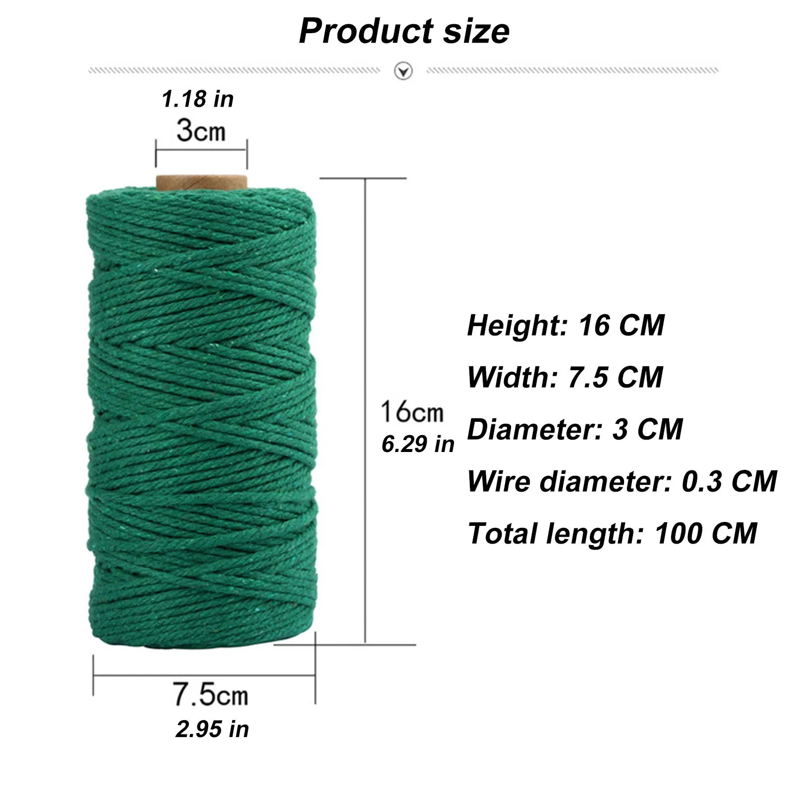 Artesanía cuerda 3mm single-pipping macramé girado abastecimiento algodón 100m DIY placa 