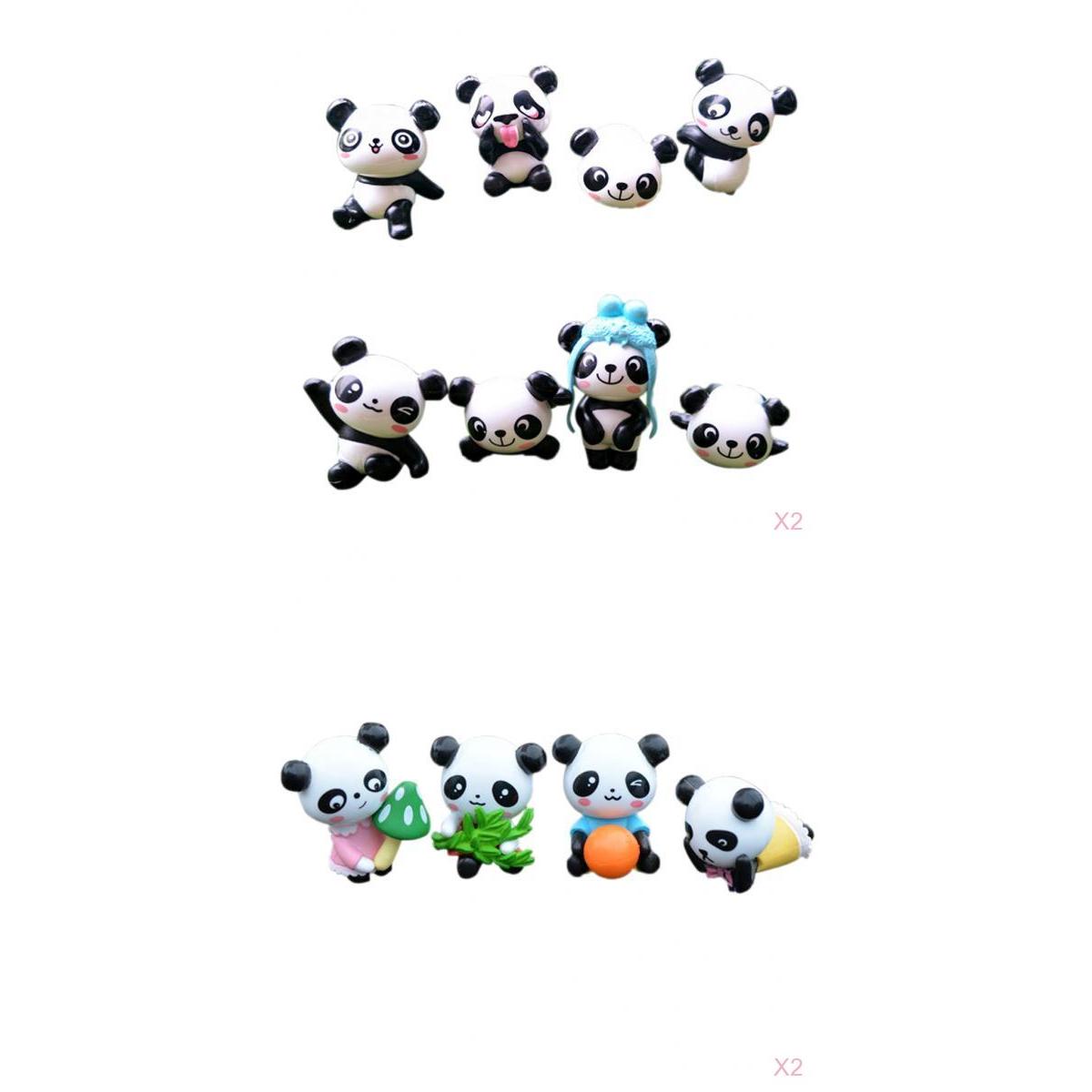 24 Pieces Panda Miniature Dollhouse Bonsai Fairy Garden Landscape Decor