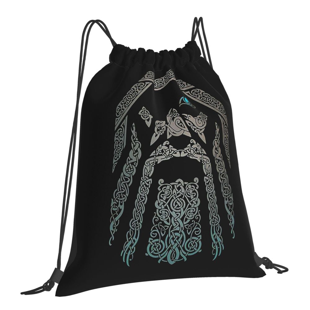 Vikings Fenrir Floki Celtic Dragon Design Drawstring Bags