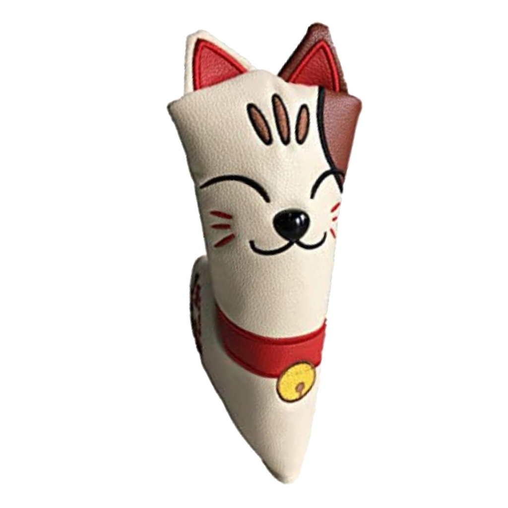 Golf Putter Head Cover PU Leather Lucky Cat Blades Headcover Club Golfer Gift