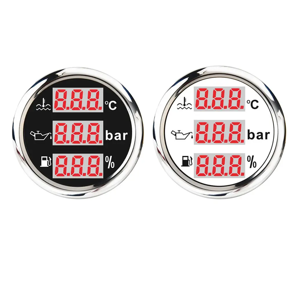 Multifunction Marine Water Temp Fuel Level Oil Pressure Gauge 52mm/2``