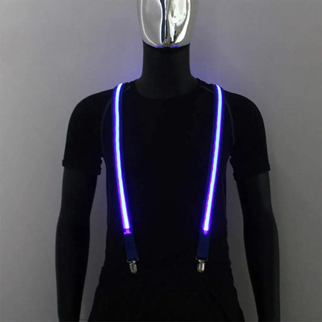 Men LED Light Up Suspenders Costumes Underwear Accessories Braces Belt for Bachelor Party Hiking Riding