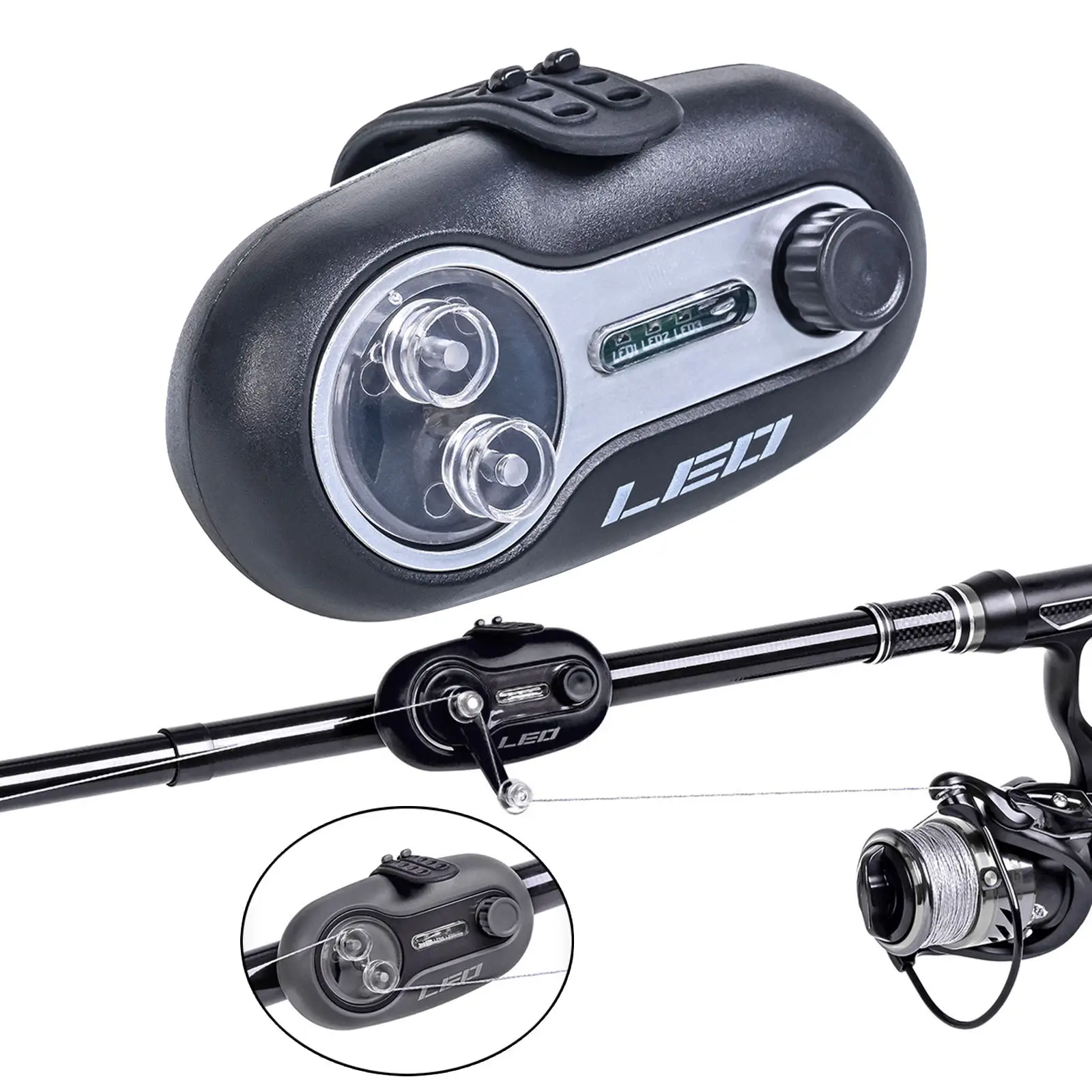Electronic Fishing Bite Alarm with Sound LED Lights Indicator Illuminated Buzzer Bait Portable Sensitive Alert for Fishing Pole