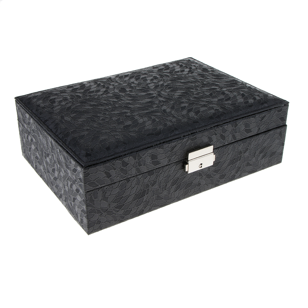 Mini Heart Mirror Double Layer Jewellery Box PU Leather Storage Cases Holder