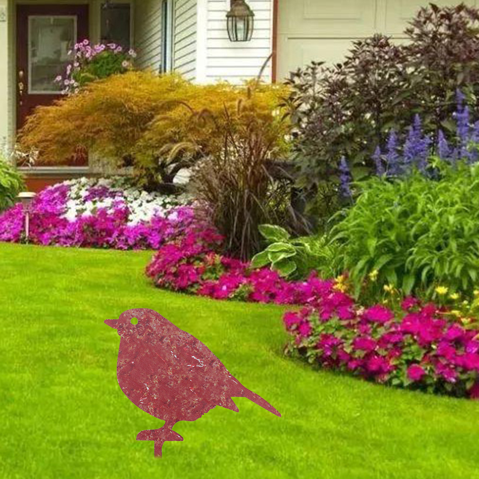 Cast Iron Fairy Bird Figurine Garden Lawn In-Ground Sculpture Ornament