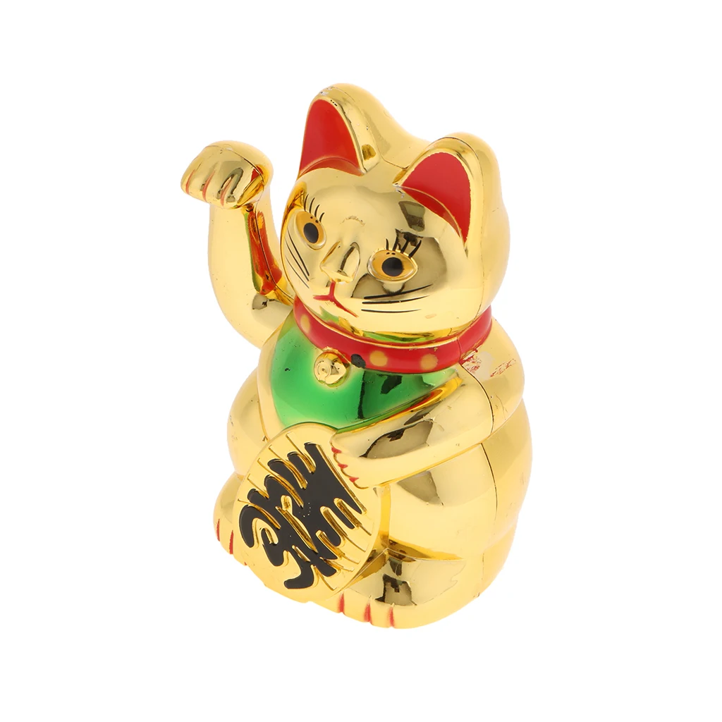 Chinese Lucky Waving Gold Cat Feng Shui Figure Moving Arm Electric Waving Cat Ornament