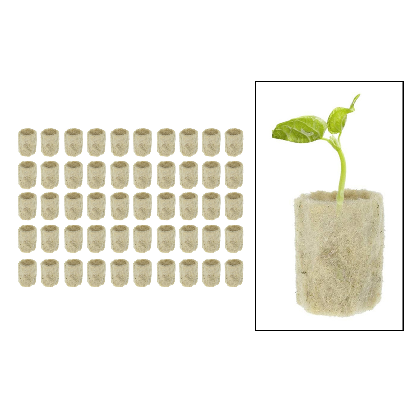 50Pcs Garden Starter Plugs Cubes Rock Wool Grow Media Seedling Soil Block