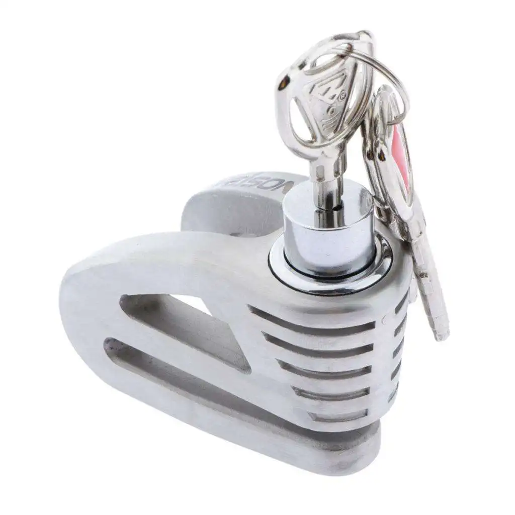 Disc Brake Lock(6mm dia pin), Motorcycle Lock with 3 Keys, Anti-Theft Wheel Lock, Silver