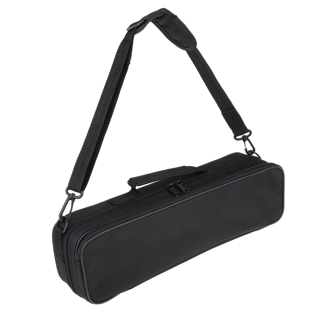 Nylon 16 Hole Flute Case Storage Bag Organizer Black 400x115x80mm