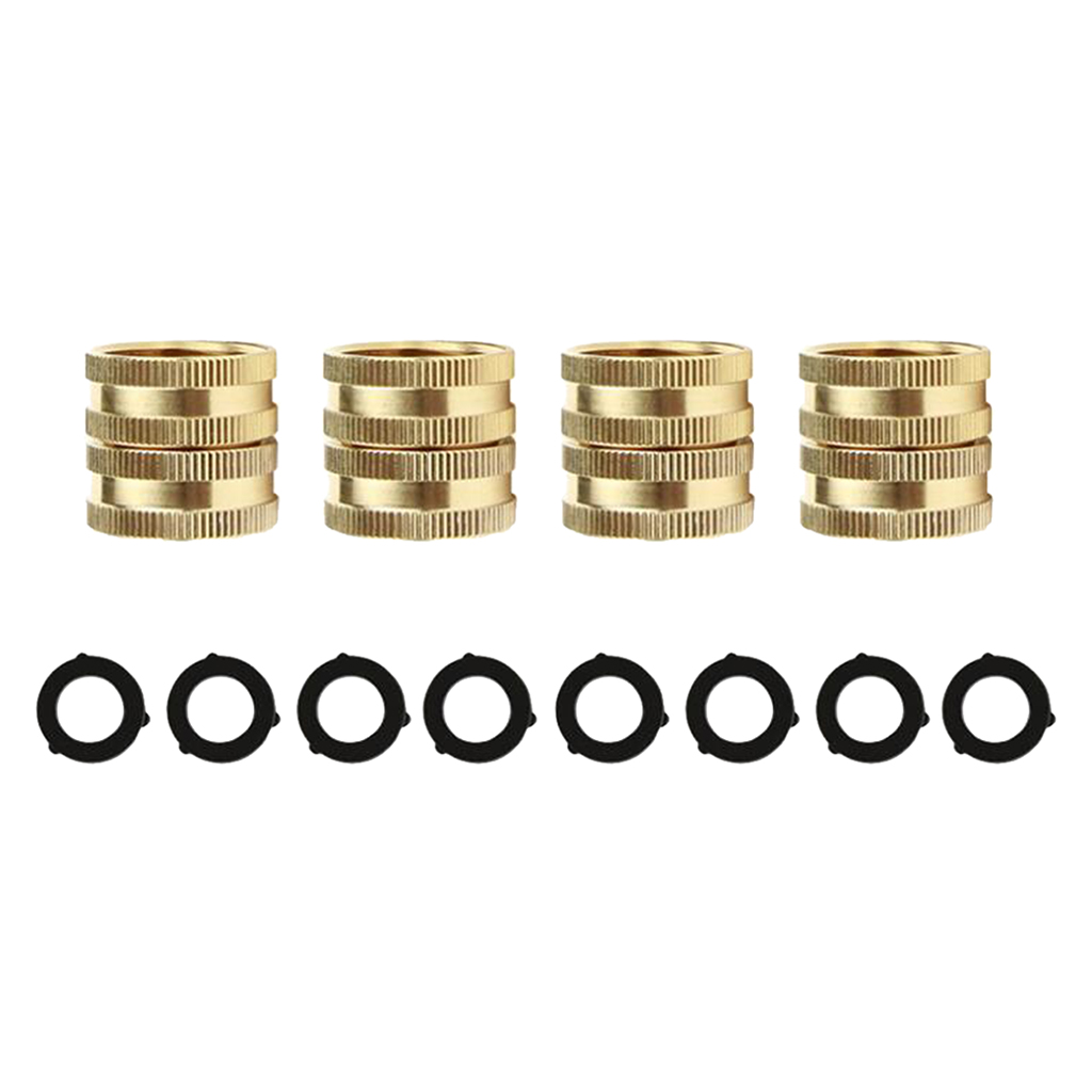 4pcs 3/4'' Brass Garden Hose Connector Adapter Double Female End Connector Fitting w/ 8 Washer