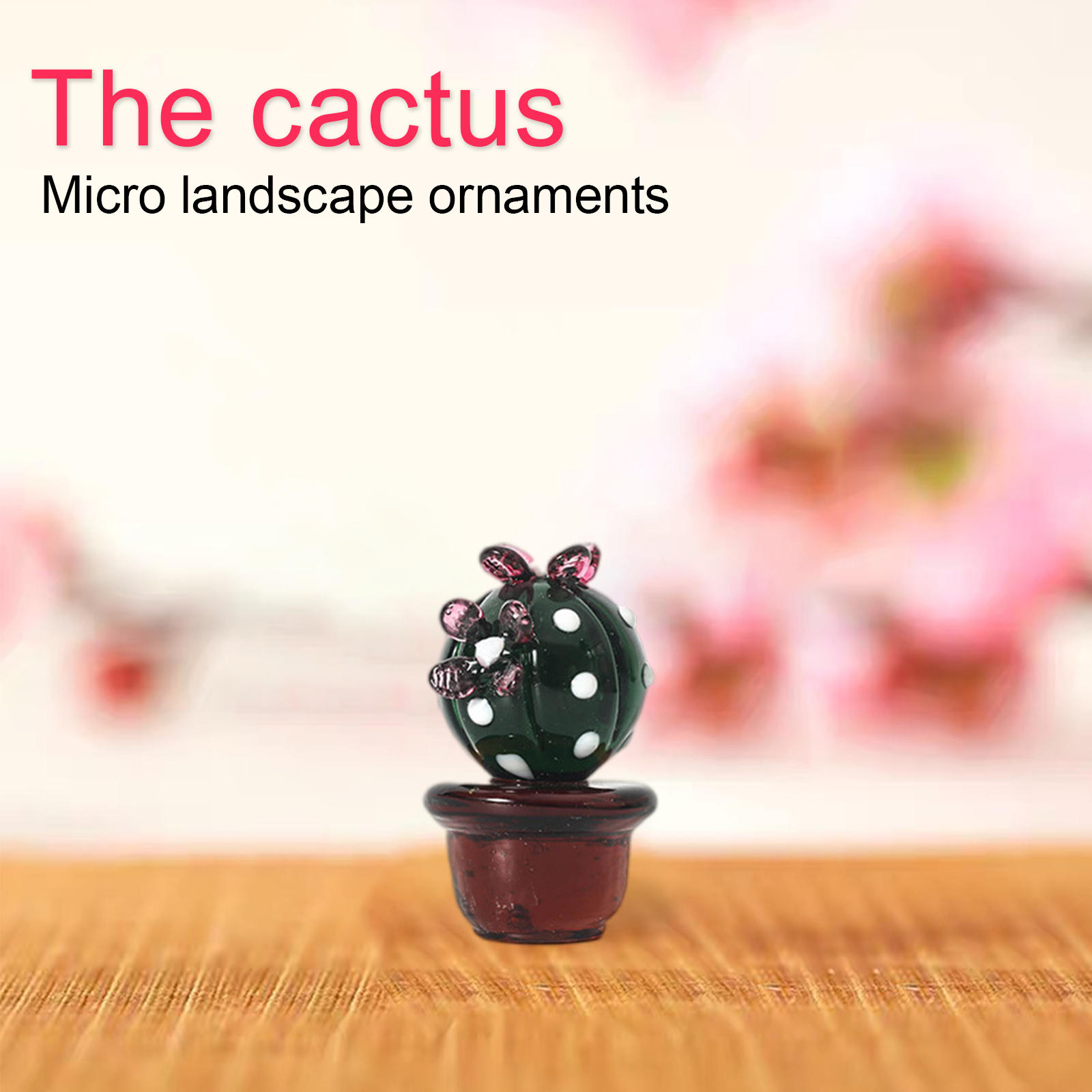Artificial Glass Cactus Table Mini Potted Succulent Creative Desktop Decorations Tropical Plants Craft for Dining Home Garden