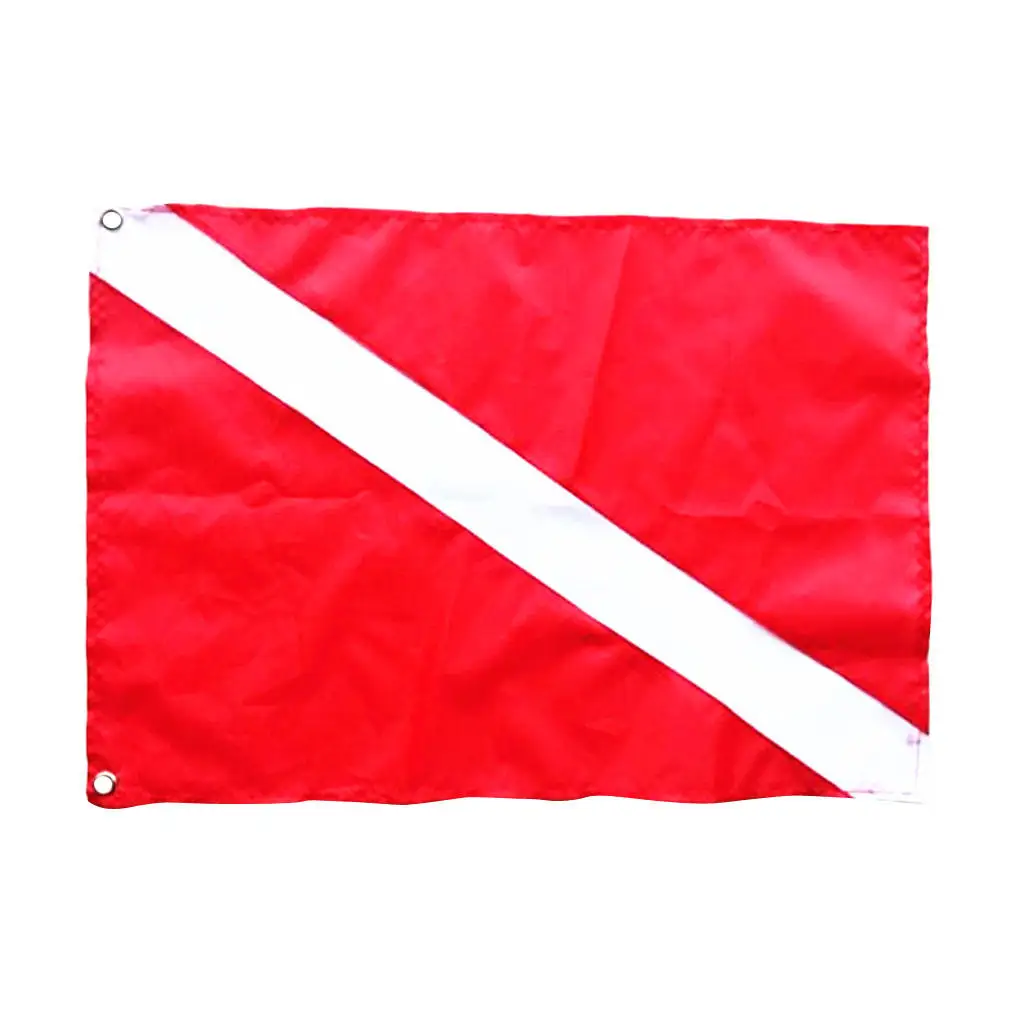 MagiDeal Heavy Duty Performance Red & White Polyester Diver Down Flag Scuba Diving Flag Kayak Boat Flag Safety Signal 50x35 cm