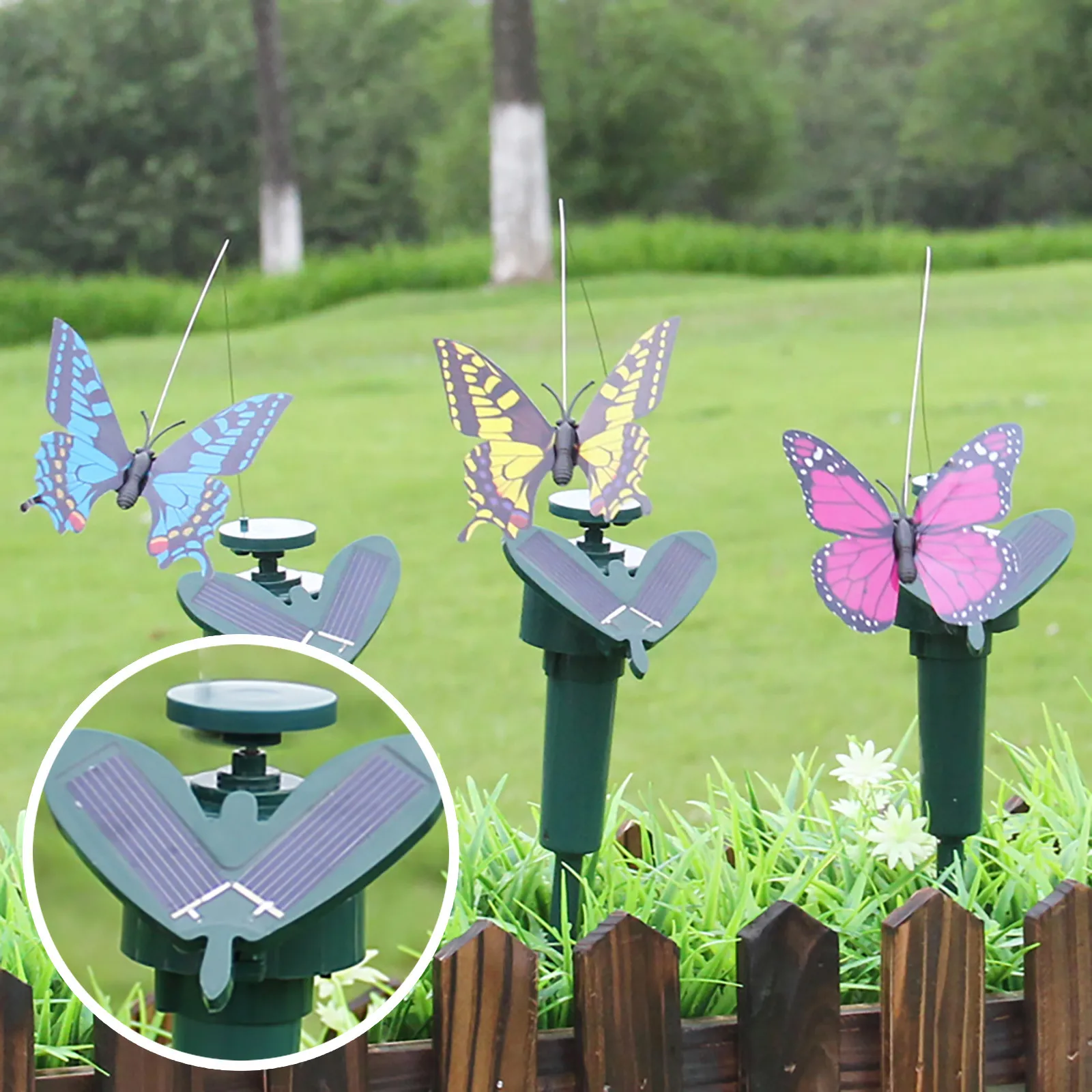1 Juego de solar colibrí bailando y mariposas volando de vibración colibrí Flor de jardín de casa o 