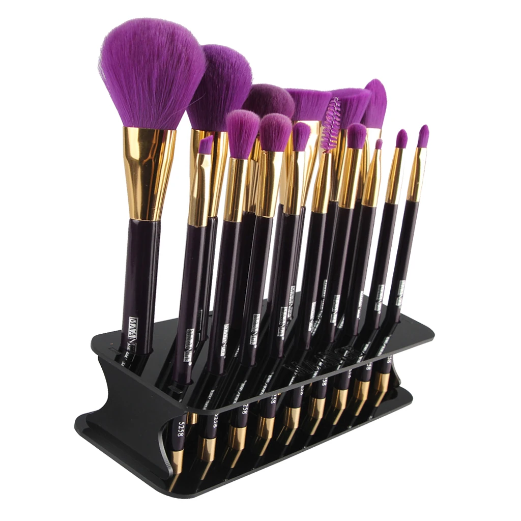 15 Holes Makeup Brush Holder Stans for Brushes Organizer Shelf Black