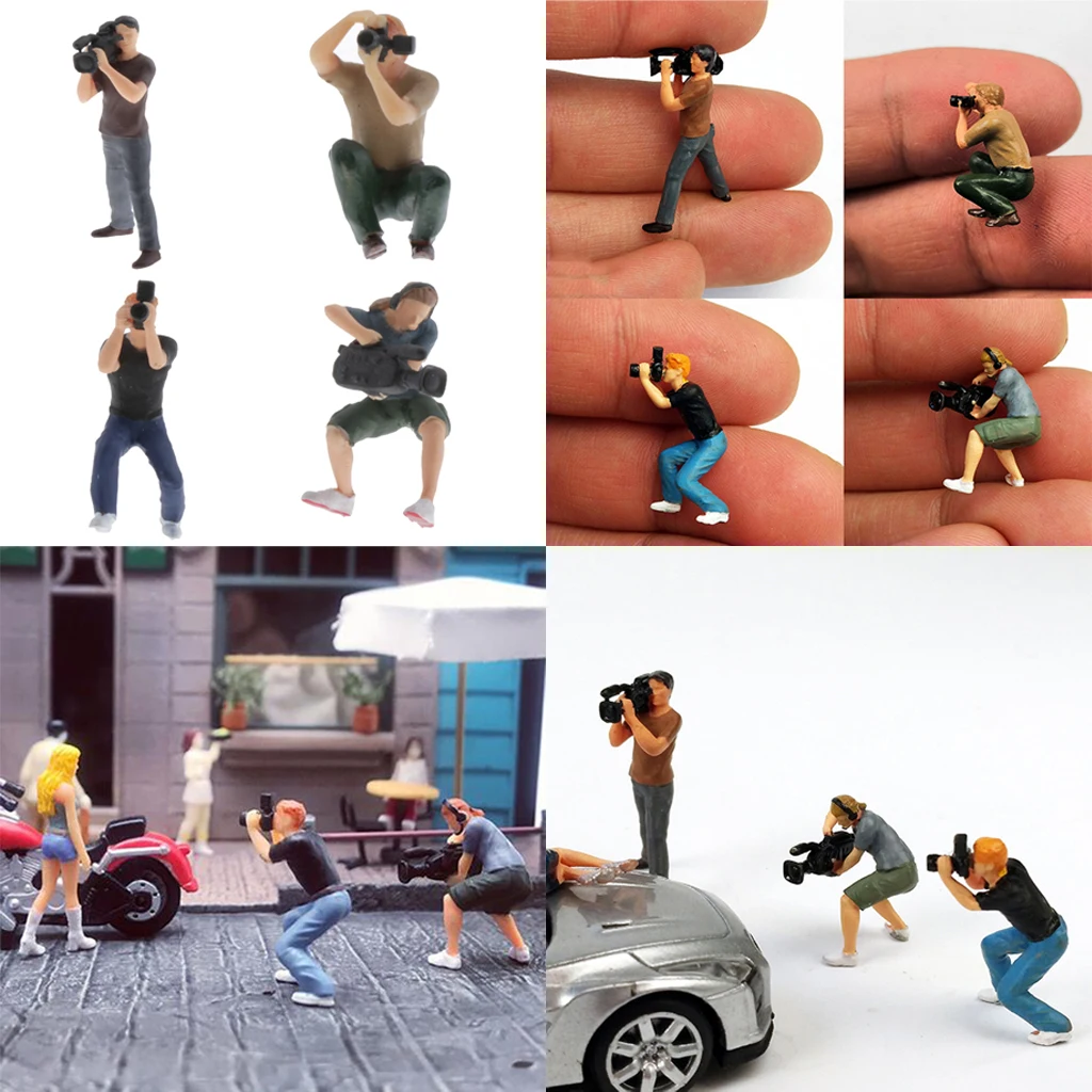 1:64 Scale Paparazzi Photographer PVC People for  Sand Table DIY Decor