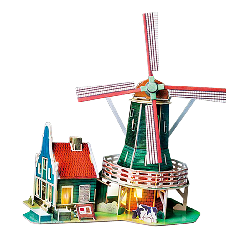 1/24 Dollhouse Miniatures DIY Accessories Kit Vintage House Kids Children Birthday Gift - Netherlands Windmill