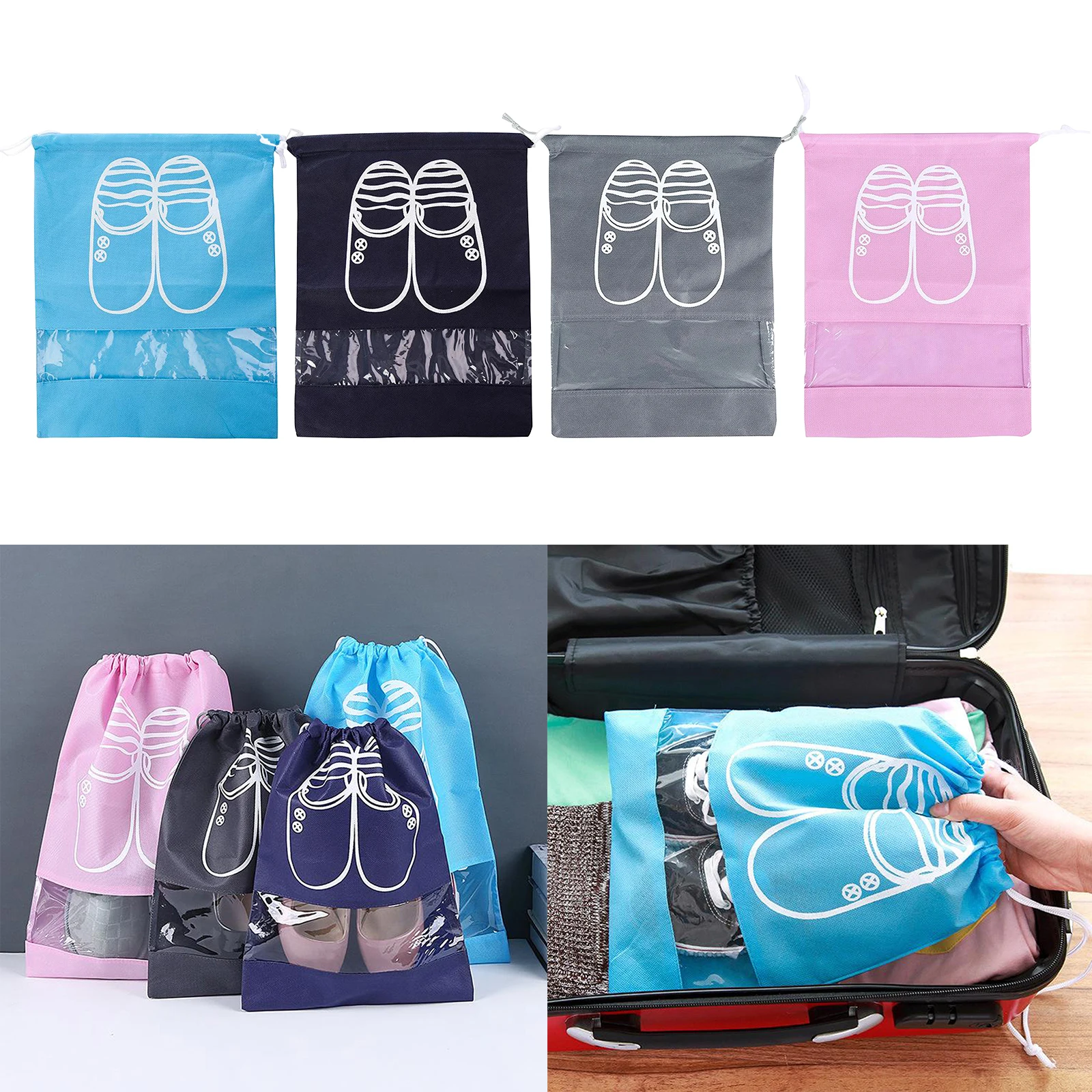 Drawstring Shoes Storage Bag Travel Storage Organizer Portable Package Bags Drawstring Shoe Storage Bag Travel Sundries Pouch