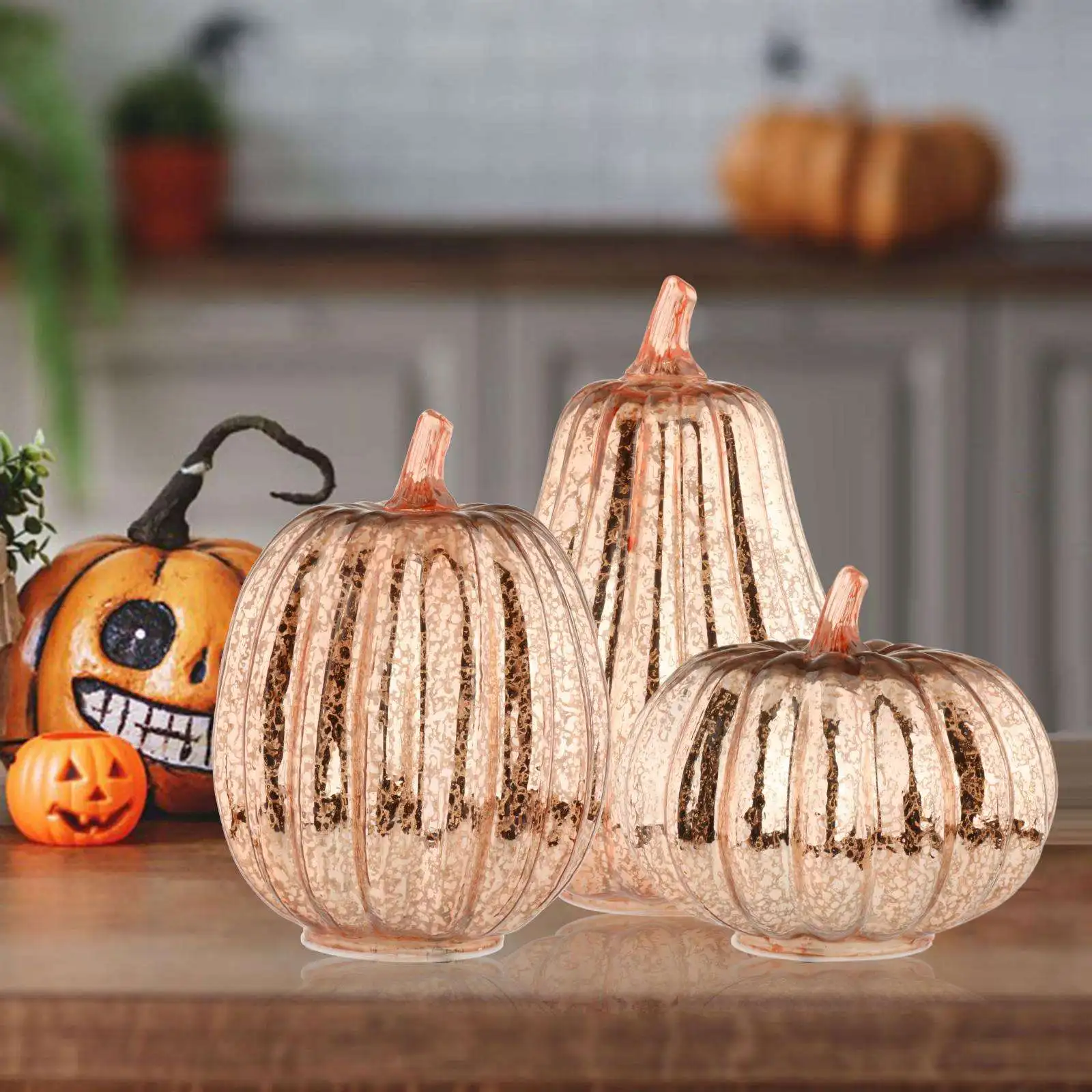 Portable Halloween Pumpkin Lanterns, LED Battery Powered Holiday Light, Pumpkin Light for Halloween Fall Decoration Gift