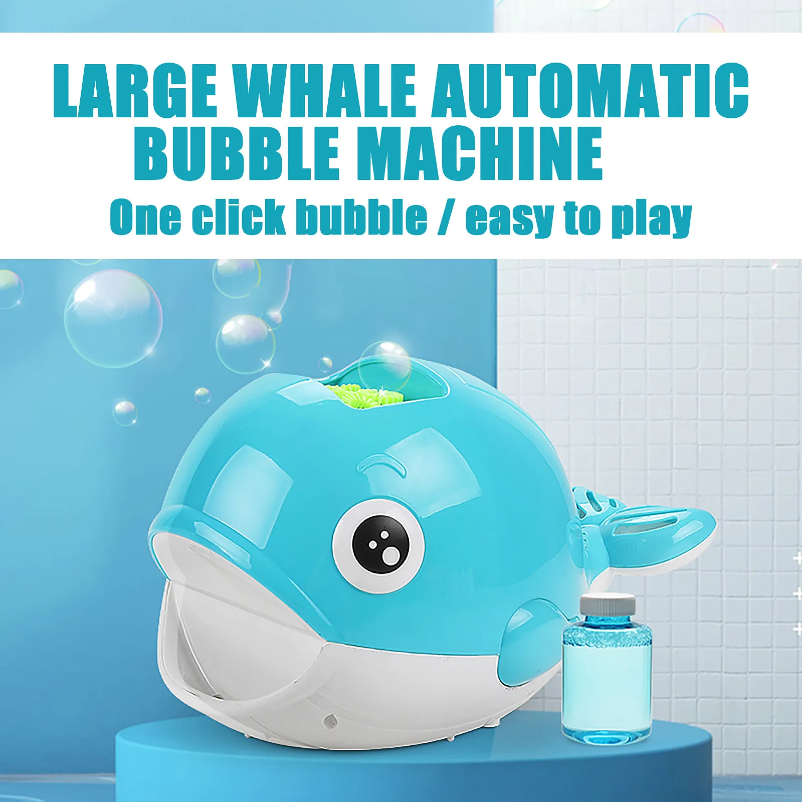 Percetey Automatique Bubble Machine Cartoon Whale Bubble Blower Machine à pour Kids Blue 