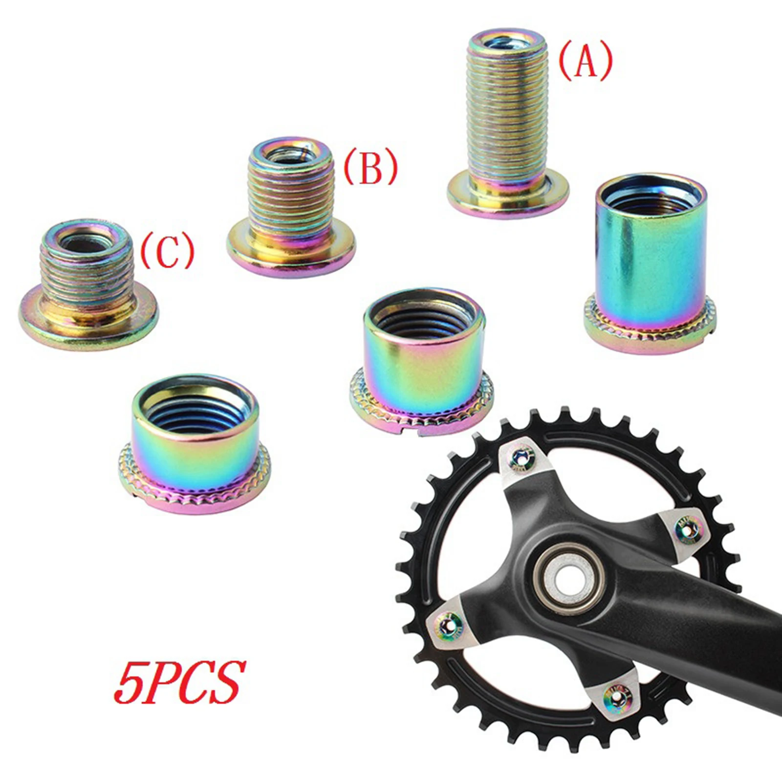 5x Bike Chainring M8 Bolt Nuts Solid Road Mountain Bicycle Chainwheel Screws Anti-Rust Sprockets Repair Bolt Accessories